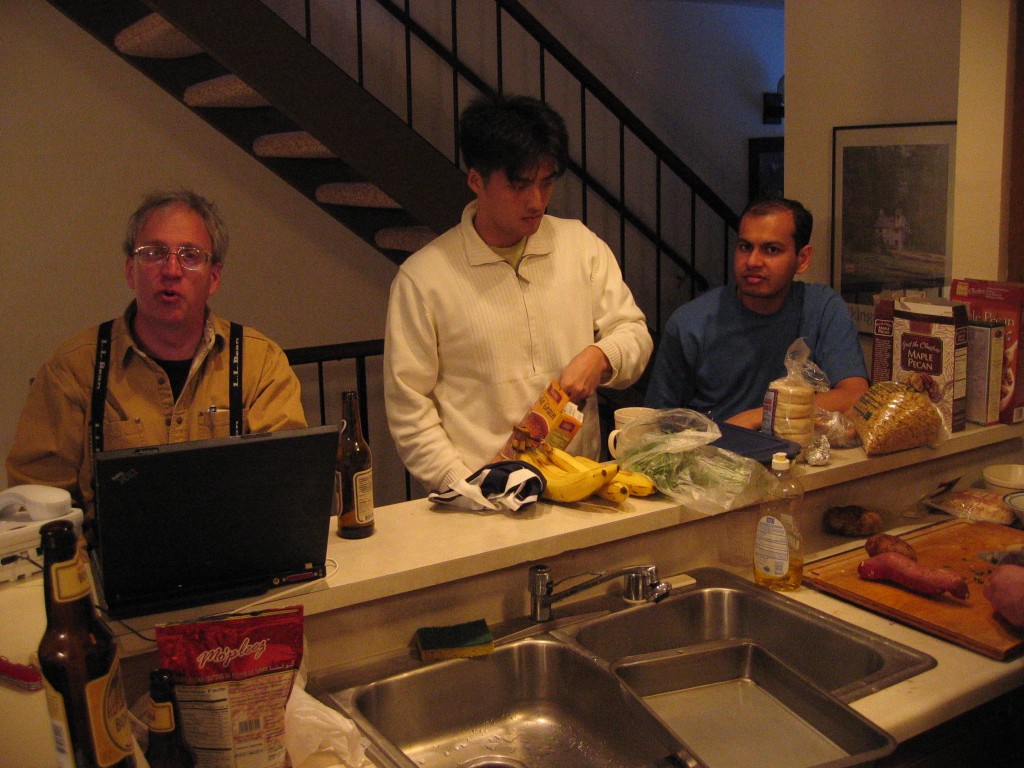 IMG_6586 bill checking email jung ho amit eating cabin 